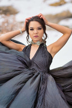 Load image into Gallery viewer, Black Halter Style Parachute Dress
